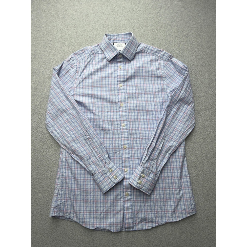 Charles Tyrwhitt Dress Shirt Mens 15.5 34/35‎ Blue Check Slim Fit Long Sleeve